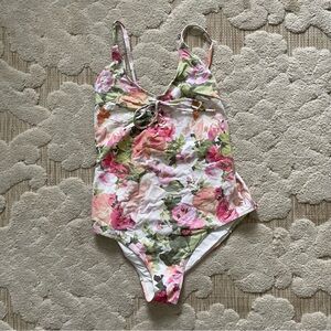 Sezane x YSE Floral One Piece Swimsuit - Pink and Green